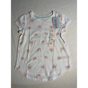 Cat & Jack Girls White Rainbow Short Sleeve T Shirt Size 5T‎